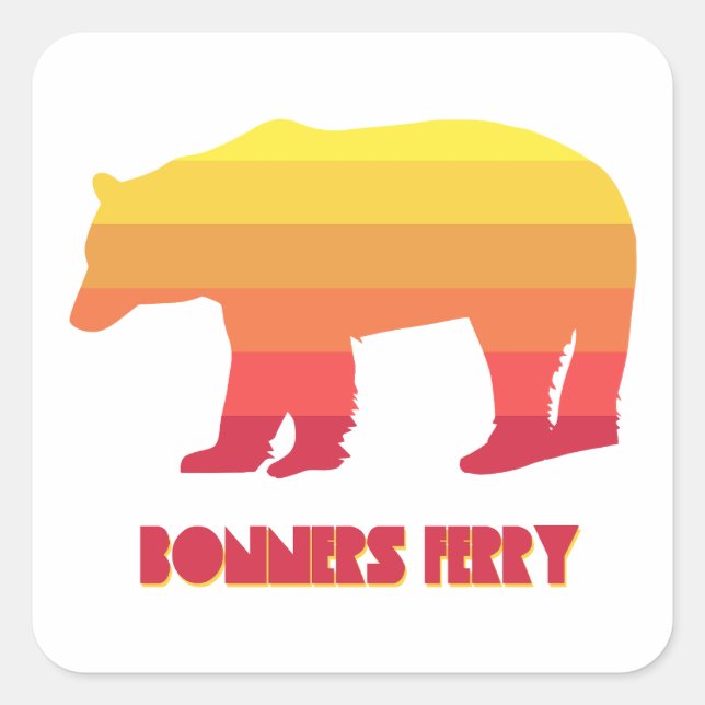 Bonners Ferry Idaho Rainbow Bear Square Sticker (Front)