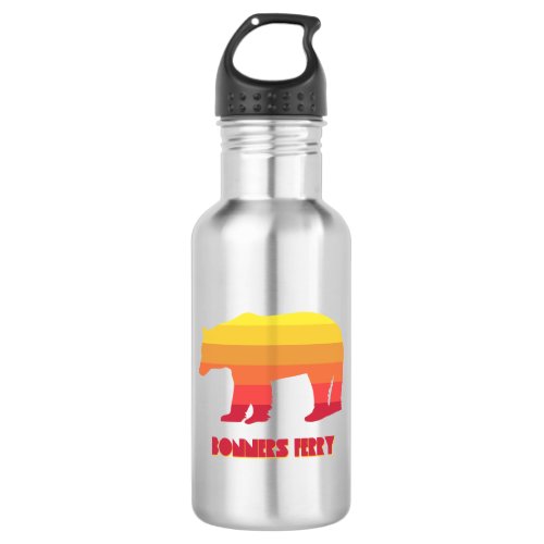 Bonners Ferry Idaho Rainbow Bear Stainless Steel Water Bottle