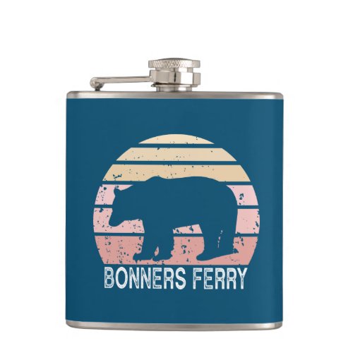 Bonners Ferry Idaho Retro Bear Flask