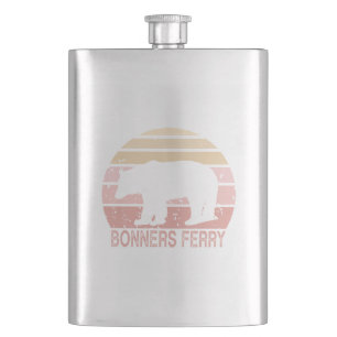 Bonners Ferry Idaho Retro Bear Flask