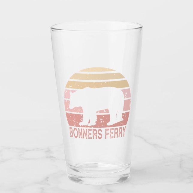 Bonners Ferry Idaho Retro Bear Glass (Front)