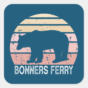 Bonners Ferry Idaho Retro Bear Square Sticker