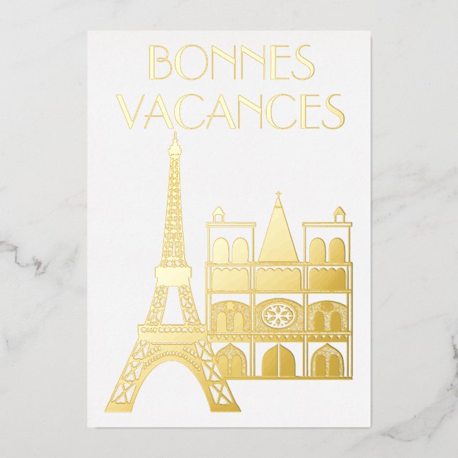Bonnes Vacances Foil Holiday Card (Front)