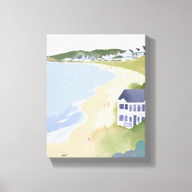 Bonnet Shores | Rhode Island Beach Watercolor Canvas Print (Front)