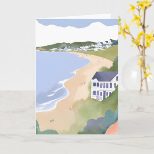 Bonnet Shores Rhode Island Beach Watercolor Card