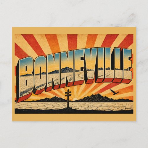 Bonneville Salt Flats UT Speedway Desert Art Postcard