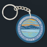 Bonneville Salt Flats Utah Travel Art Vintage Keychain<br><div class="desc">Bonneville Salt Flats vector artwork design. They are a densely packed salt pan in Tooele County in northwestern Utah.</div>