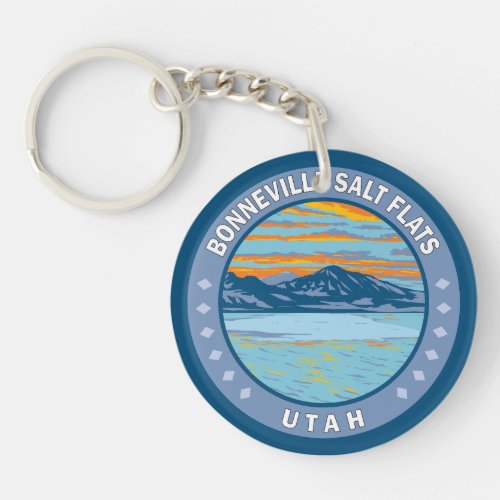 Bonneville Salt Flats Utah Travel Art Vintage Keychain