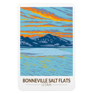 Bonneville Salt Flats Utah Travel Art Vintage Magnet