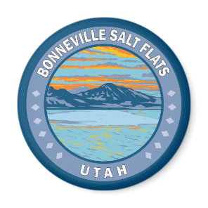 Bonneville Salt Flats Utah Travel Art Vintage Magnet