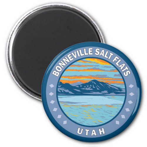 Bonneville Salt Flats Utah Travel Art Vintage Magnet