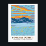 Bonneville Salt Flats Utah Travel Art Vintage Postcard<br><div class="desc">Bonneville Salt Flats vector artwork design. They are a densely packed salt pan in Tooele County in northwestern Utah.</div>
