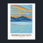 Bonneville Salt Flats Utah Travel Art Vintage Postcard<br><div class="desc">Bonneville Salt Flats vector artwork design. They are a densely packed salt pan in Tooele County in northwestern Utah.</div>