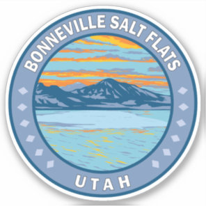 Bonneville Salt Flats Utah Travel Art Vintage Sticker
