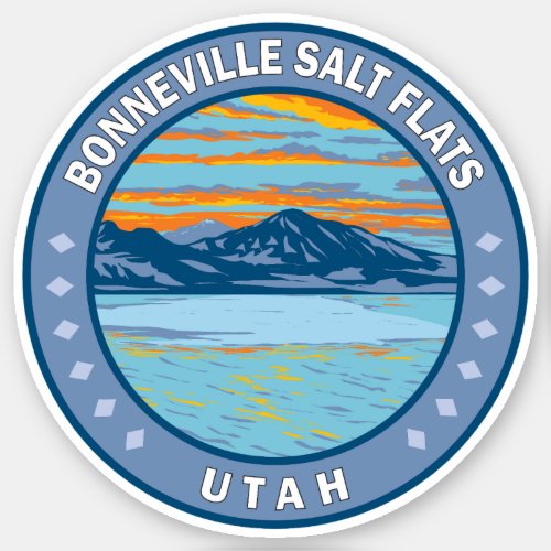 Bonneville Salt Flats Utah Travel Art Vintage Sticker
