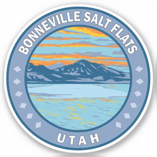 Bonneville Salt Flats Utah Travel Art Vintage Sticker (Front)