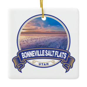 Bonneville Salt Flats Utah Travel Badge Ceramic Ornament
