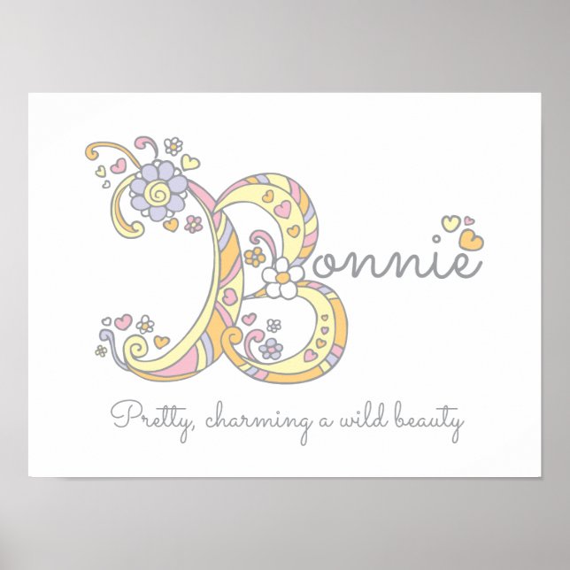 Bonnie B initial doodle art name meaning Poster (Front)