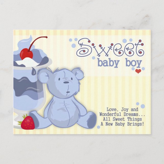 Bonnie Blue Bear Shower Invitation Postcard (Front)