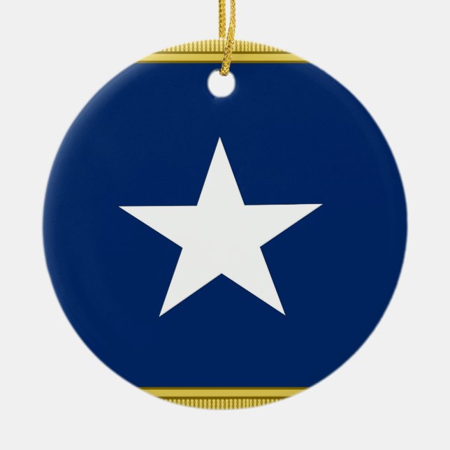 Bonnie Blue Flag First Texas Cofederate Volunteers Ceramic Ornament (Front)