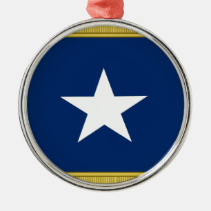 Bonnie Blue Flag First Texas Cofederate Volunteers Metal Ornament