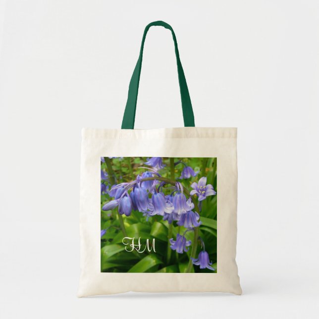 Bonnie Bluebell With Monogram Tote Bag (Front)