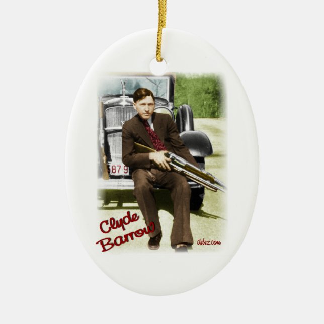 Bonnie & Clyde Ceramic Ornament (Front)