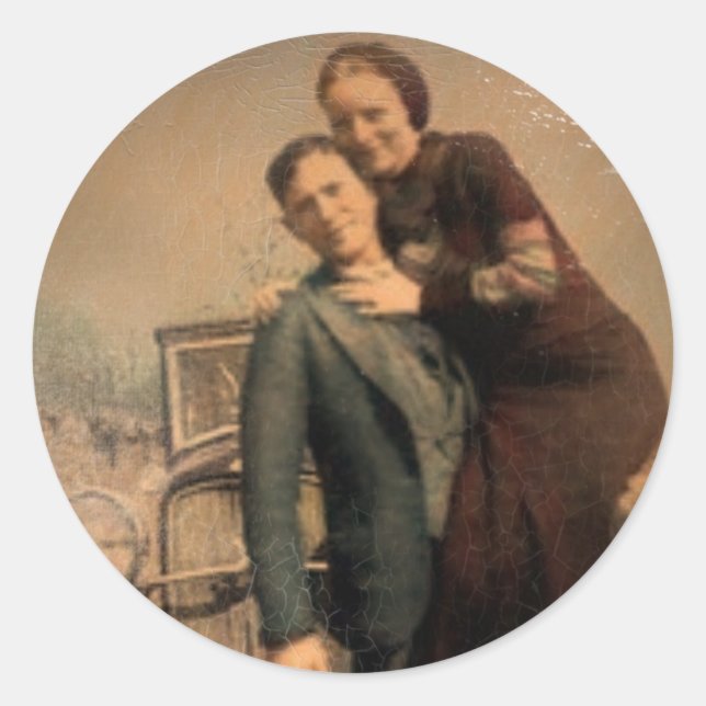 Bonnie & Clyde Classic Round Sticker (Front)