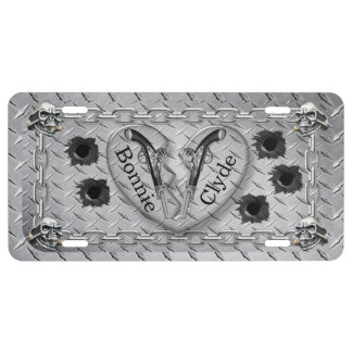 Bonnie & Clyde Diamond Plate Look License Plate
