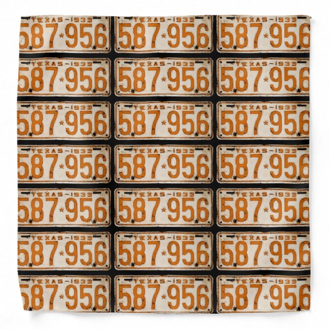 Bonnie & Clyde License Plate Bandana (Front)