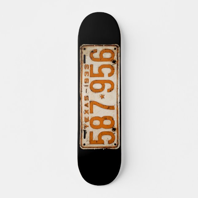Bonnie & Clyde License Plate Skateboard (Front)