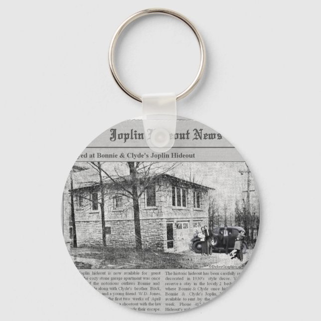 Bonnie & Clyde's Joplin Hideout Keychain (Front)