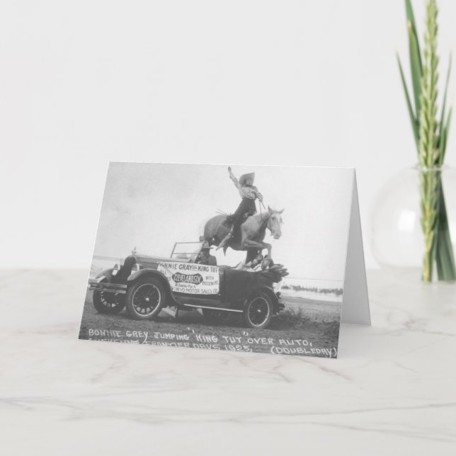 Bonnie Gray jumping her horse. Card (Front)