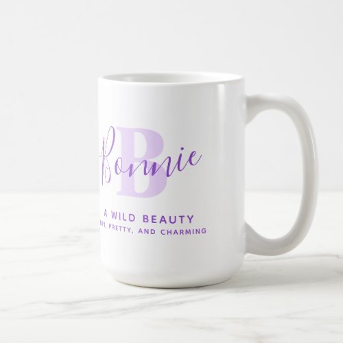 Bonnie name meaning monogram B purple text Coffee  Coffee Mug