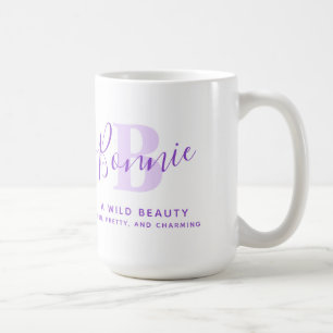 Bonnie name meaning monogram B purple text Coffee  Mug