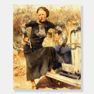 Bonnie Parker Smoking A Cigar 1933 AI Painting Foam Board