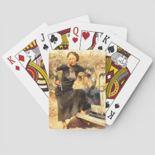 Bonnie Parker Smoking A Cigar 1933 AI Painting Poker Cards