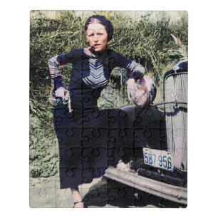 Bonnie Parker Smoking A Cigar 1933 Color Redux Jigsaw Puzzle
