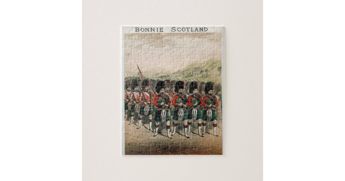 Bonnie Scotland Bagpipers Jigsaw Puzzle Zazzle