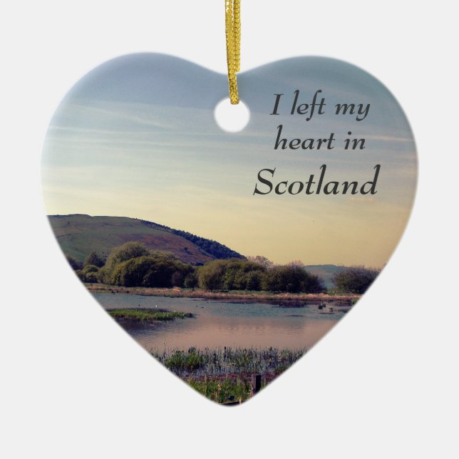 Bonnie Scotland -- Scottish Loch View Ceramic Ornament (Front)