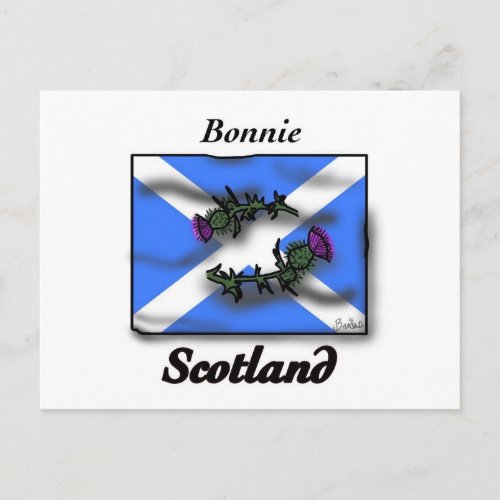 Bonnie Scotland thistle flag Postcard