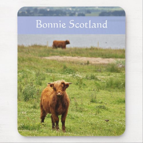 Bonnie Scotland with Young Highland Cow Photo Mouse Pad