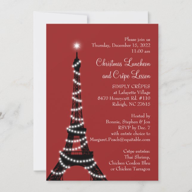 Bonnie's Eiffel Tower Invitation red (Front)