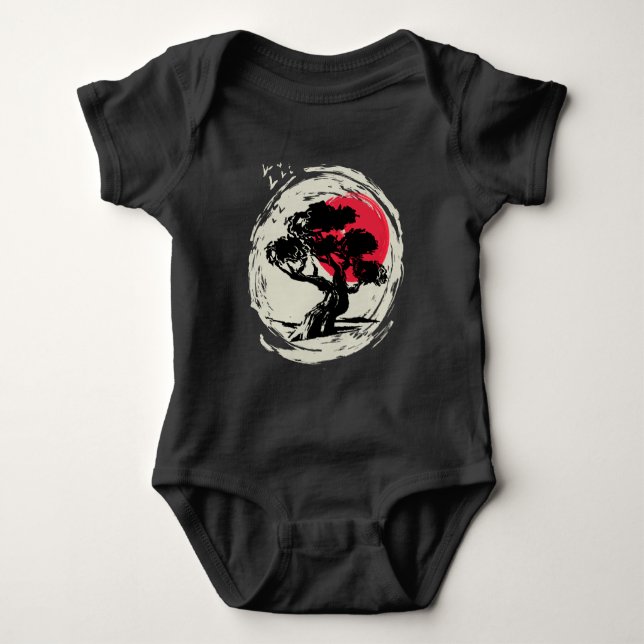 Bonsai Art Japanese Sunset Baby Bodysuit (Front)