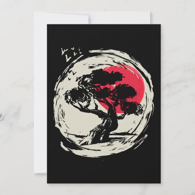 Bonsai Art Japanese Sunset Invitation (Front)