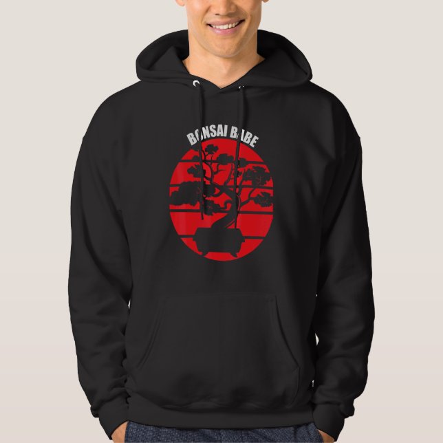 Bonsai Babe Japanese Tree Zen Gardening Retro Hoodie (Front)