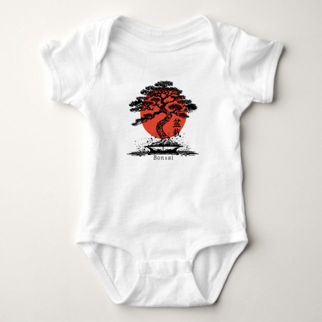 Bonsai Baby Japanese Kanji Personalized Baby Bodysuit (Front)