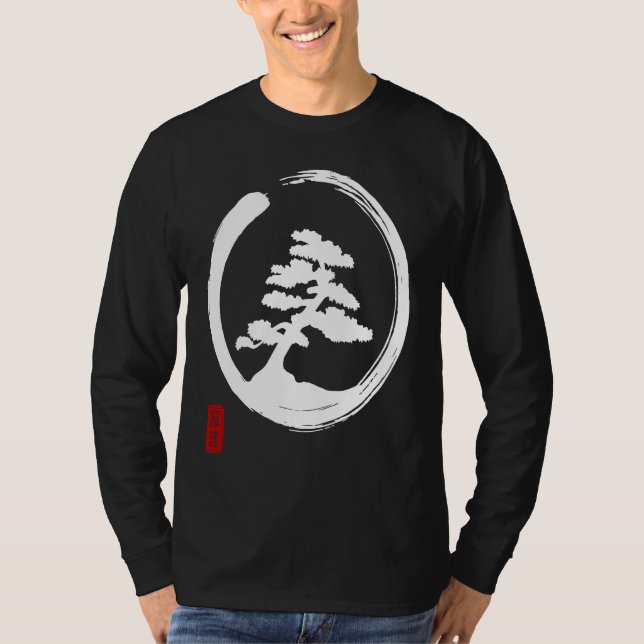 Bonsai Bonsai Zen Circle Japan Kanji Buddhist Medi T-Shirt (Front)