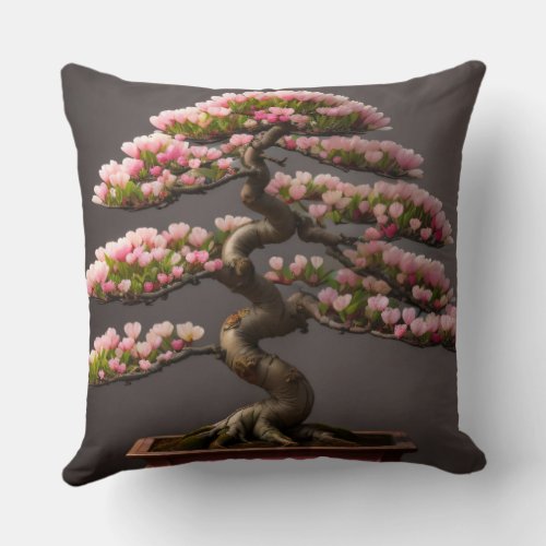 Bonsai Cherry Blossom and Weeping Figs Pillow 