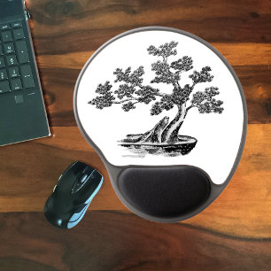 Bonsai - Chinese Style - black and white Gel Mouse Pad